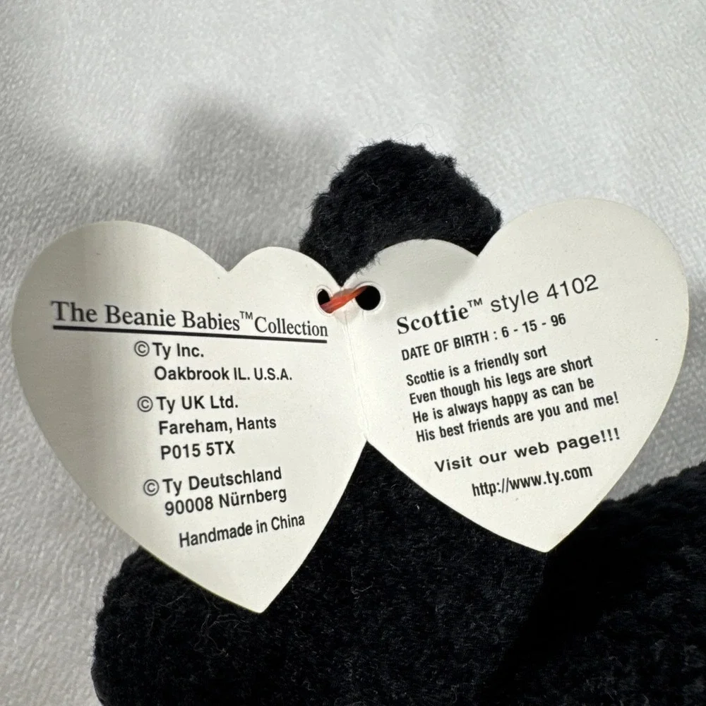 Beanie Baby‎ Scotty the Black Dog Ty Plush Toy with Heart Tag Collectible